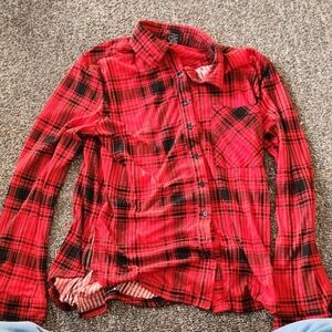 Rue21 Red and Black Plaid Button Down Shirt